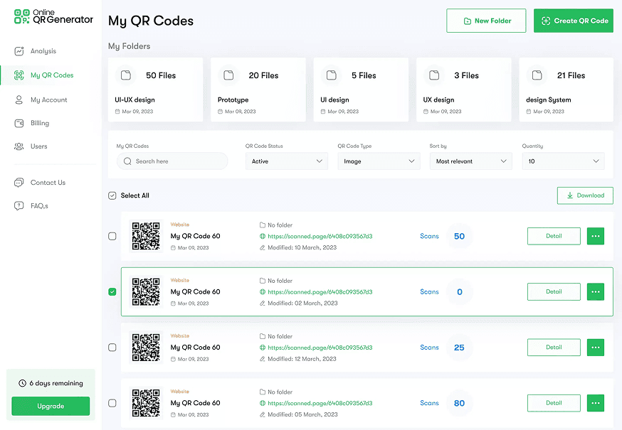 Online QR Generator dashboard preview